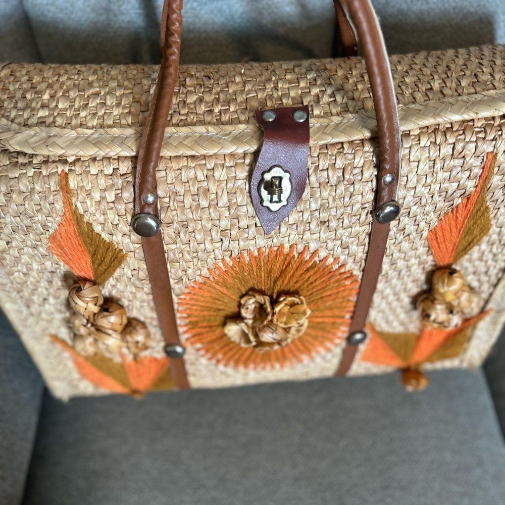 Vintage bamboo large japanese style purse